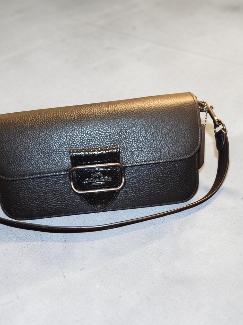 Coach Morgan Black Pebbled Leather Shoulder/Crossbody Bag